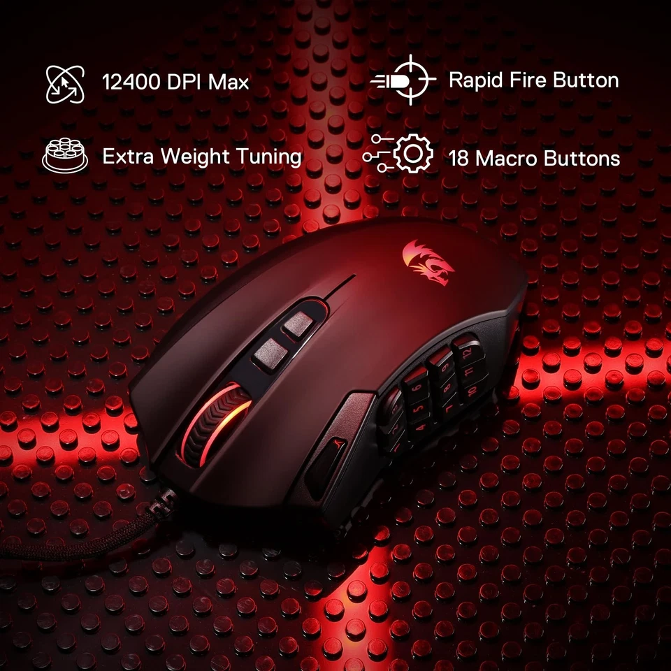 M921 MMO Gaming Mouse, 12400 DPI High Precision Wired RGB Mice w/18 Programma... - Image 2 of 4