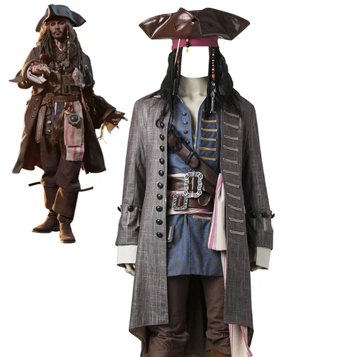 Captain Jack Sparrow Costume Pirates of the Caribbean outfit Cosplay Suit