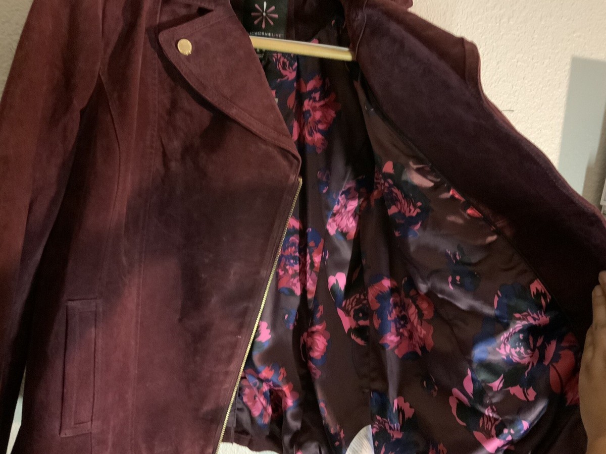 Isaac Mizrahi Live! Suede Leather Moto Jacket Purple 12 NWOT | eBay
