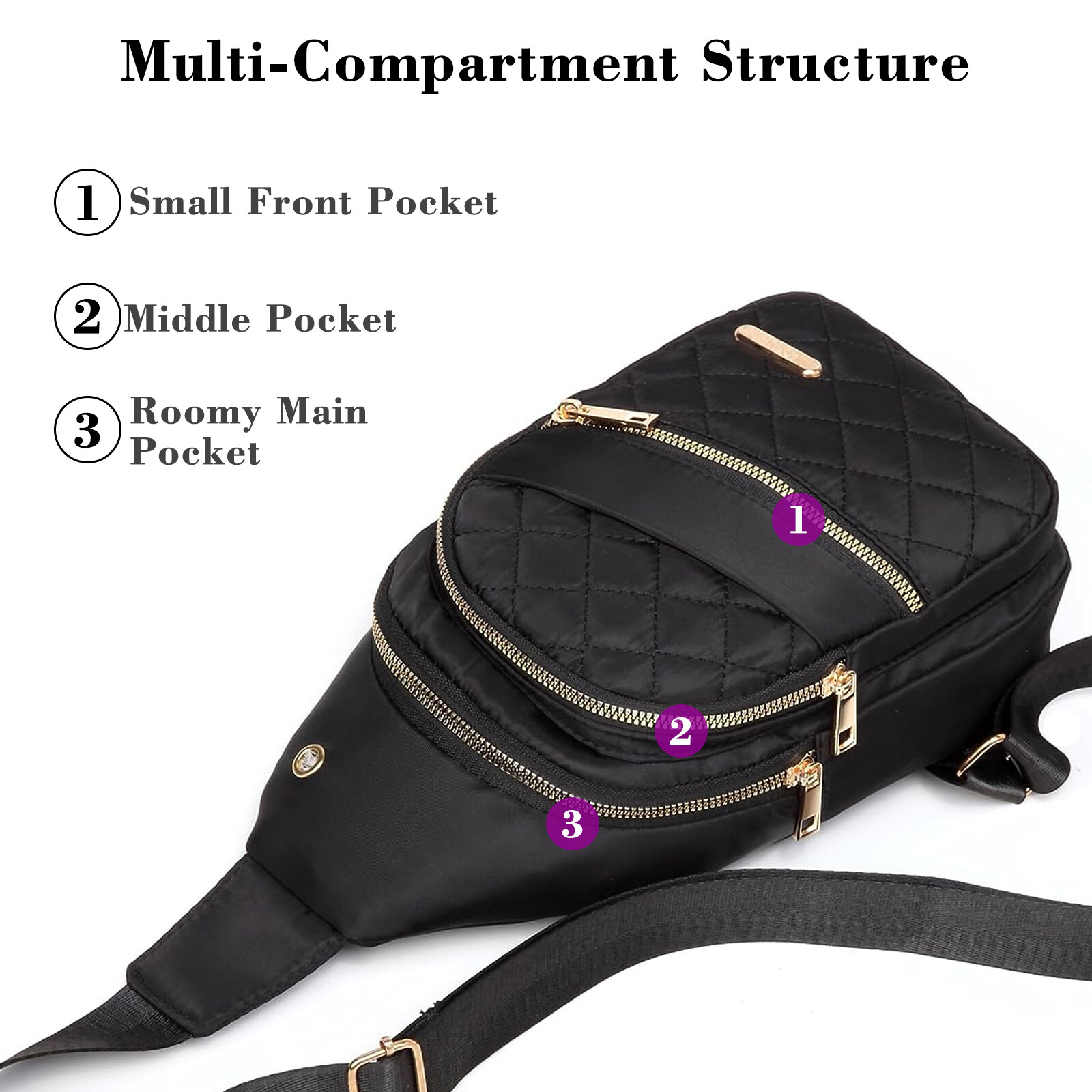Women Crossbody Bag Waterproof Shoulder Backpack Chest Sling Pack Travel Purse