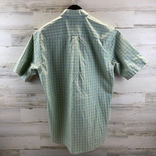 Jos A Bank Stays Cool Mens Button Short Sleeve Shirt Medium Plaid Blue Green - Picture 4 of 8