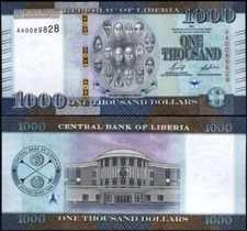 LIBERIA: L$ 1000 Dollars  Banknote Issue 2022 2023, UNC, P-NEW DESIGN, UNC
