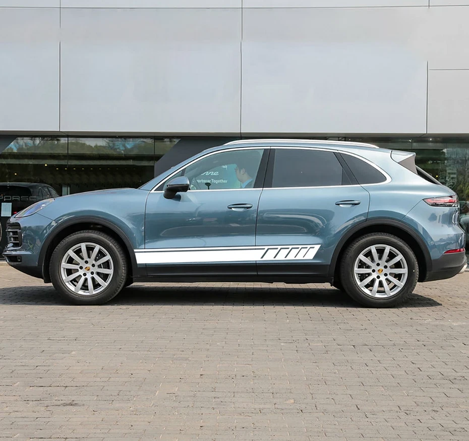 2 PIEZAS Calcomanías gráficas de vinilo a rayas laterales de coche para Porsche Cayenne Auto Door Foto 2 de 4