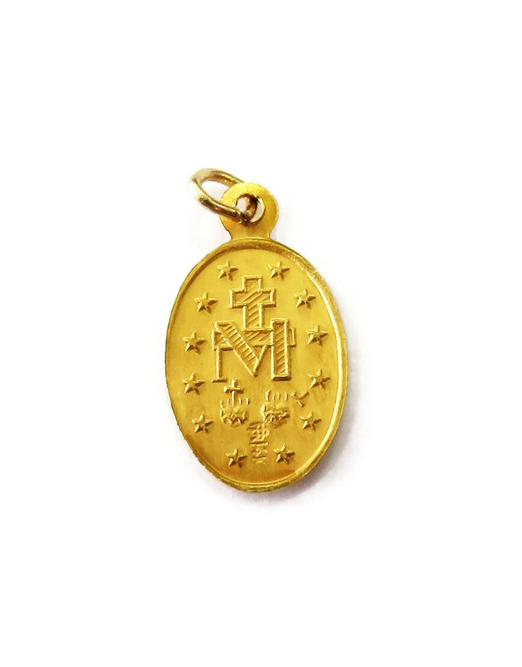 14K Yellow Gold Oval Virgin Mary Miraculous Medal Charm Necklace ...