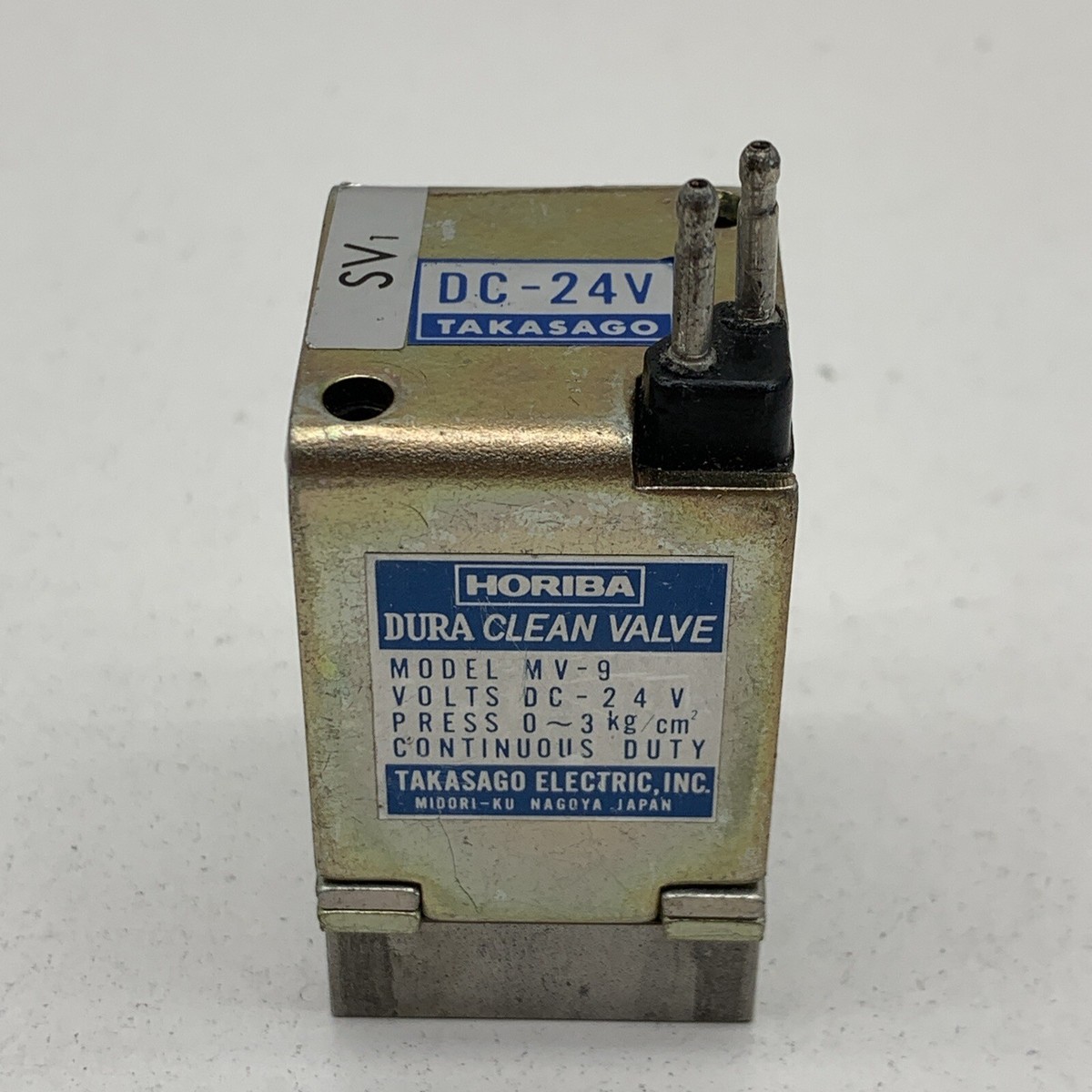 Horiba MV-9 Dura Clean Solenoid Valve Takasago DC-24V Coil Horiba MV-9 Dura Clean Solenoid Valve Takasago DC-24V Coil