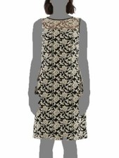 $205 Ralph Lauren Women's Black Embroidered Sleeveless Zip Up Tulle Dress Size 4