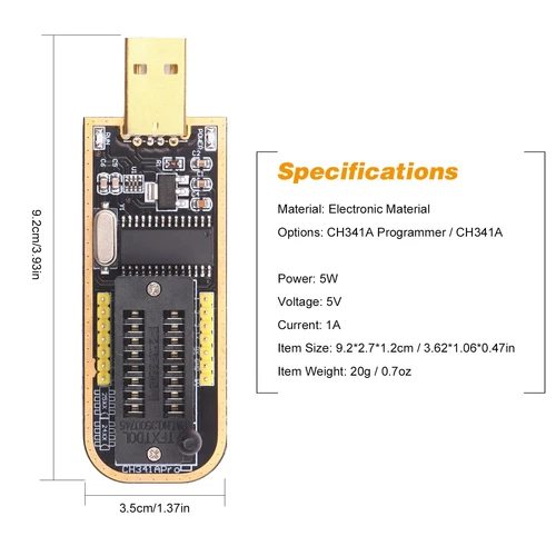CH341A PROGRAMMATORE EEPROM FLASH BIOS 24 25 SERIES + CLIP TEST - Foto 6 di 6