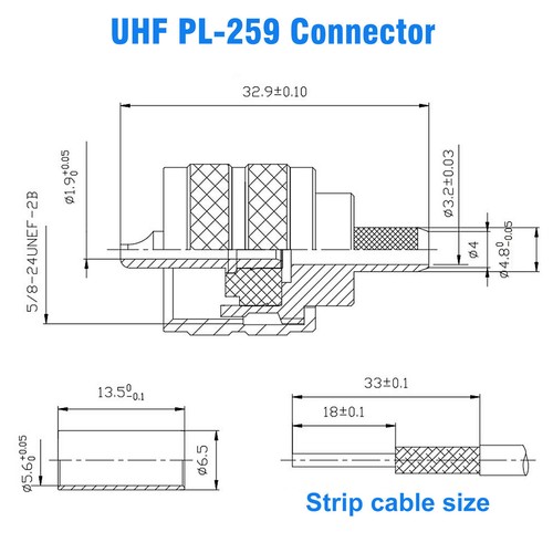 10 PCS UHF PL-259 Male Crimp Connectors for RG142 LMR195 Type Coax Cable Adapter - Zdjęcie 11 z 11