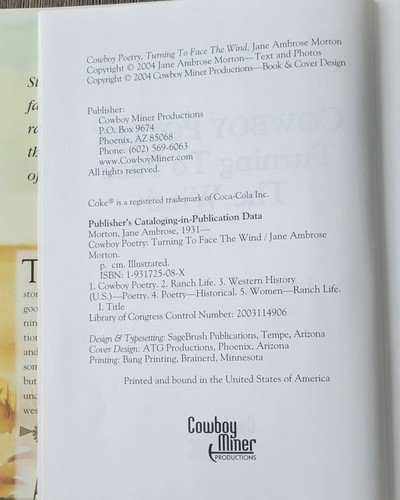 JANE AMBROSE MORTON Signed Book COWBOY POETRY 2004 Cowboy Miner Hardcover - Picture 12 of 13
