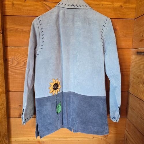 Quacker Factory blaue Wildlederjacke Sonnenblumen Größe M Country Barn Fun - Bild 6 von 17