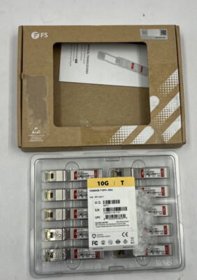 10* FS SFP-10G-T SFP+ 10GBASE-T COPPER 30M RJ-45 TRANSCEIVER MODULE