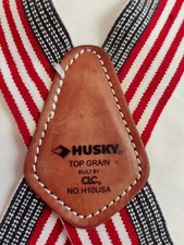 Men's Husky Top Grain Suspenders Red,White And Blue Made In The USA