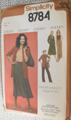 Simplicity 8784 Blouse Skirt Pants Tank Top Pattern Size 10 Uncut