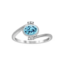 Stackable 7X5 MM Oval Natural Swiss Blue Topaz 925 Sterling Silver Stack Ring