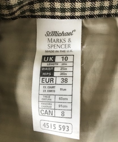Gonna a tubino marrone verde quadri 8/10 davanti tripla plissettata M&S St Michael vintage - Foto 6 di 7