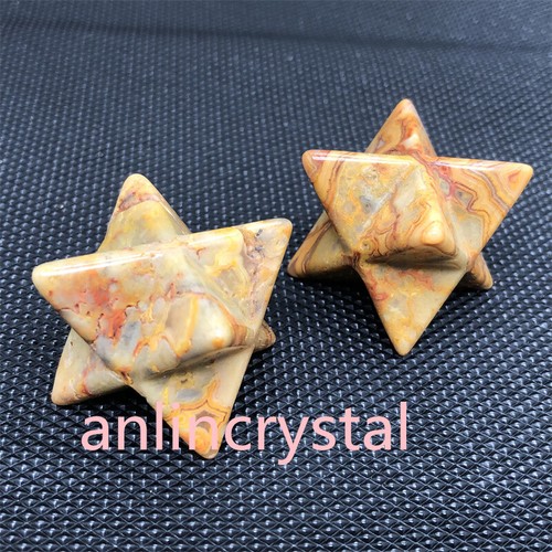 1pc Natural Carved Crazy agate Merkaba Star Quartz Crystal Reiki Pendant gift - Picture 4 of 18
