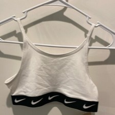 Girls Nike Training Sports Bra.  White with Black Trim.