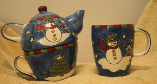 MICASA Keramik Schneemann "Tea For One" Teekanne/Teetasse Kombi und Kaffee-Pott - Bild 4 von 6