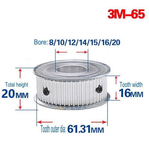3M Timing Belt Pulley 12T-120T Synchronous Wheel Sprocket For 15mm Width Belt - Picture 20 of 26