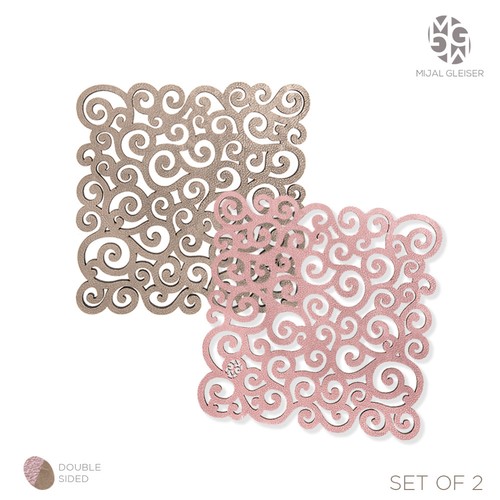 Mijal Gleiser Double Sided Trivets Hot Pads Pot Holder Laser Cut Set of 2 - Picture 9 of 58