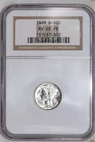 1929-D MERCURY DIME NGC MS65 FB - VERY PQ!