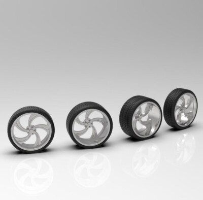 1:64 26  Outlaw Max Deep And Shallow wheels with tires. 3D Printed