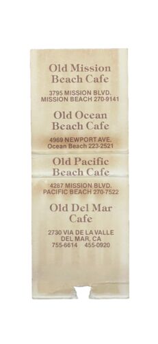 Cubierta de libro de cerillas vintage The Old Ocean Beach Café - Imagen 2 de 2
