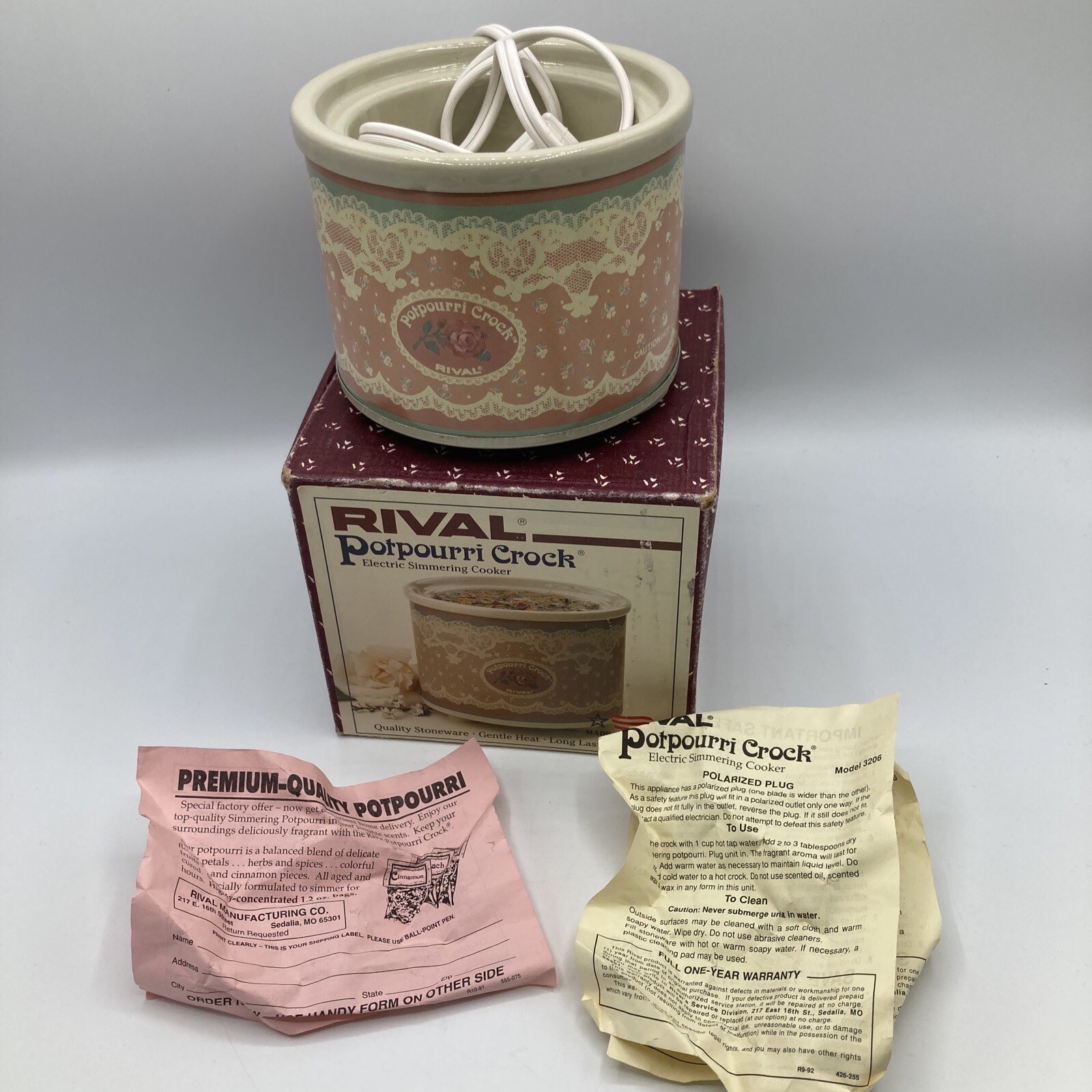 Rival Potpourri Crock Electric Simmering Cooker Pink Lace HRI Day India