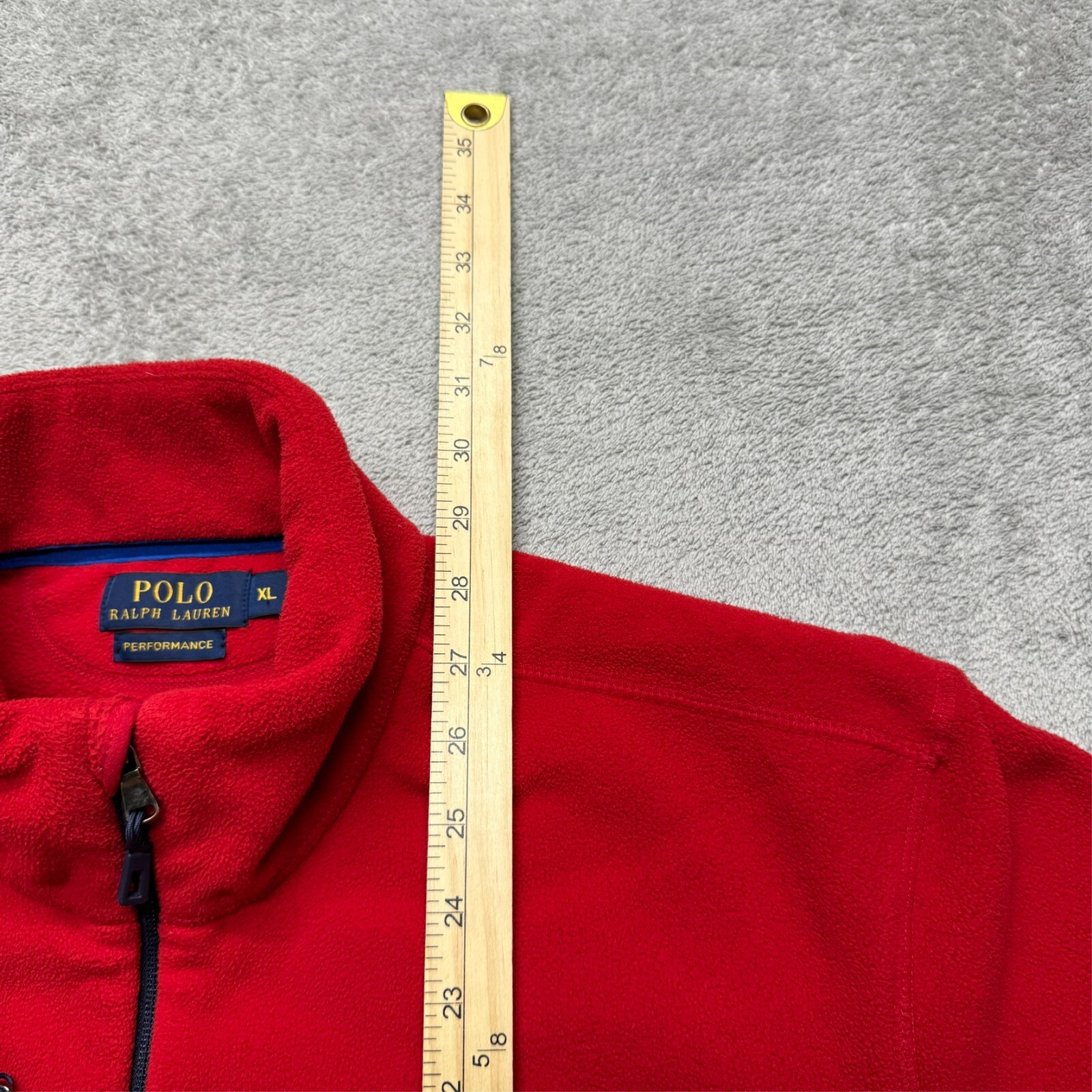 Polo Ralph Lauren Performance maglione pile zip intera uomo XL rosso outdoor pony