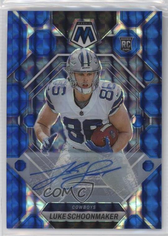 2023 Panini Mosaic Rookies Blue Prizm 80/99 Luke Schoonmaker #344 Rookie Auto RC
