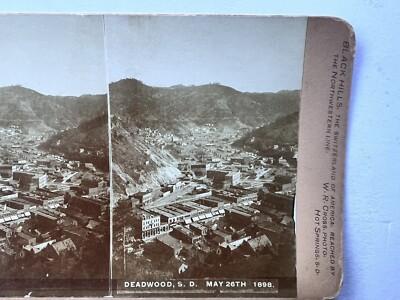 Antique Stereograph Photograph Of Deadwood South Dakota 1898 Birds