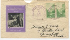 1939 Annivesary of the Constitution IOOR Cachet*2xSC# 740- Springfield, MA used