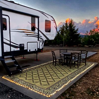 Ing L118187wl 8feet By 18feet Led Illuminated Patio Mat Outdoor Patio Brown/beig