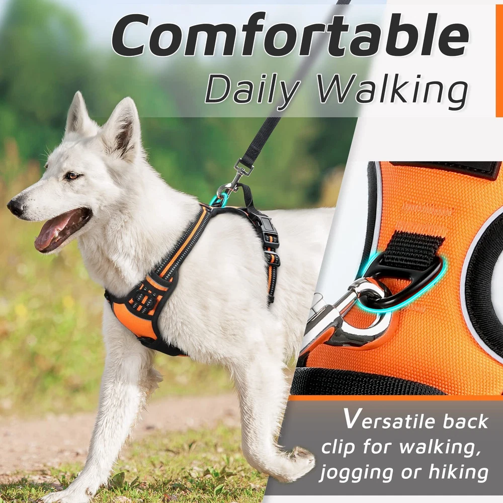 Dog Harness for Large Dogs, No Pull Service Vest with Reflective Strips and C...
