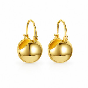 Authentic Ball Hoop Dangle, Drop Elegant Earrings Gold Plated For Women Jewelry
