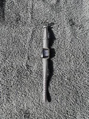 Beltime Ladies Quartz Dress Watch Rectangle Silver Case Blue Dial 3 ATM