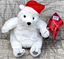 VTG 1997 Coca-Cola Polar Bear Plush Toy Santa Hat Coke Bottle 5 Inch