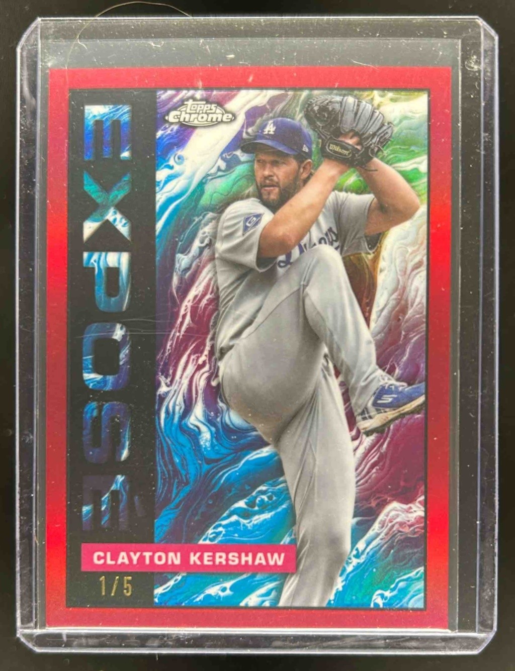 2025 Topps Chrome Update Clayton Kershaw Expose Red Refractor SSP #1/5 Dodgers