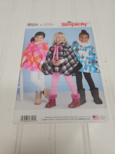 Childs Girls Poncho Coat With Hood & Collar Options Size S-M-L Sewing Pattern