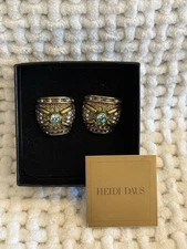 Heidi Daus Light Blue Crystal Earrings Multicolor Vintage Style NIB