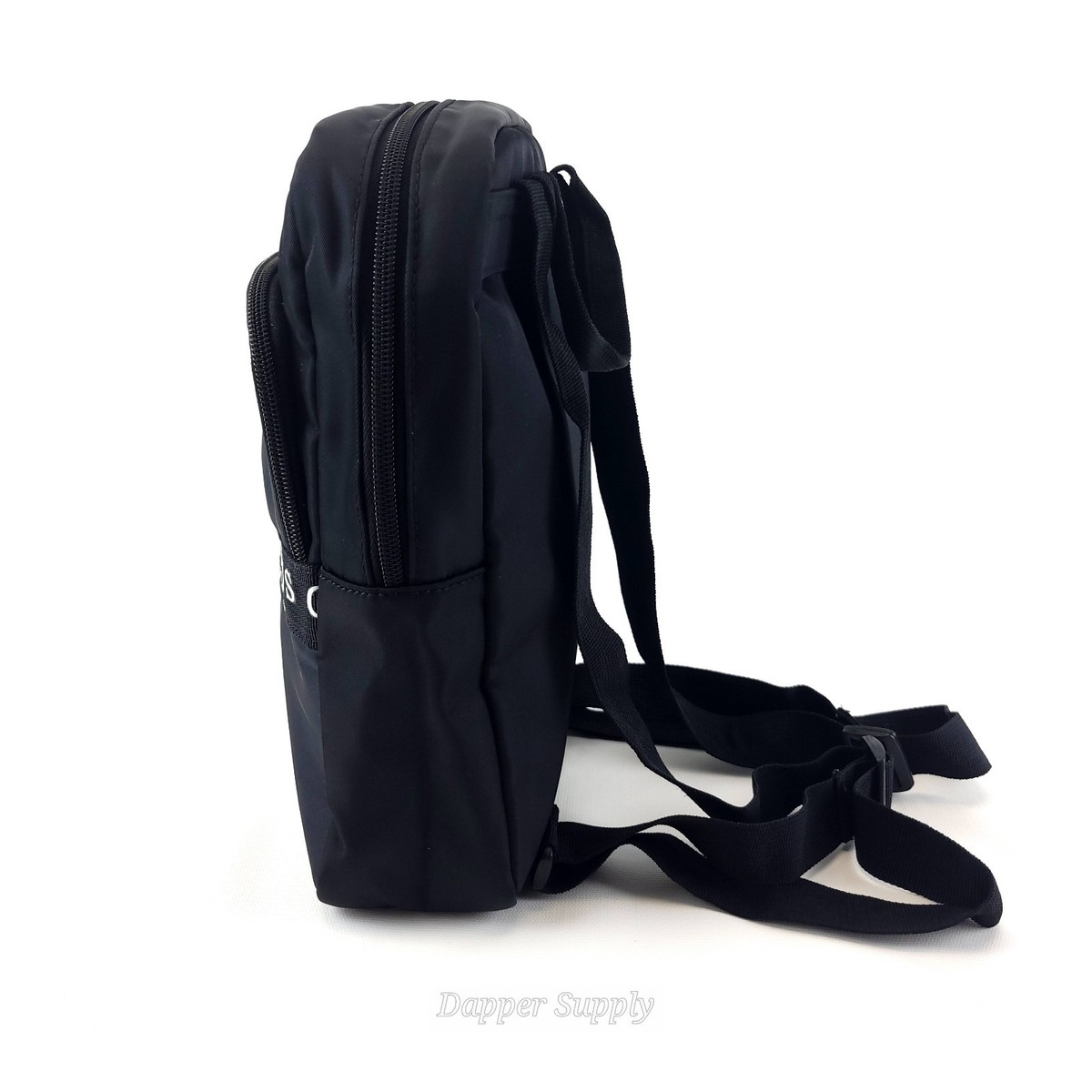 GUESS Black Mini Backpack Logo Strap Small 2 Pocket Zip Bag Los