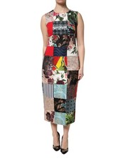 Dolce & Gabbana Multicolor Patchwork Sleeveless Sheath Women's Dress