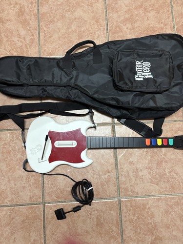 Playstation 2 PS2 Guitar Hero Red White SG Controller Guitar With Strap And Bag