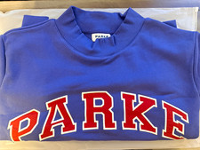 PARKE Varsity DRIFTSAIL Mock Neck Pullover Sweatshirt Blue Red White L/XL