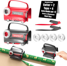 Christmas Wrapping Paper Cutter Tape Dispenser Roller Tool Gift Wrap Organizer 2