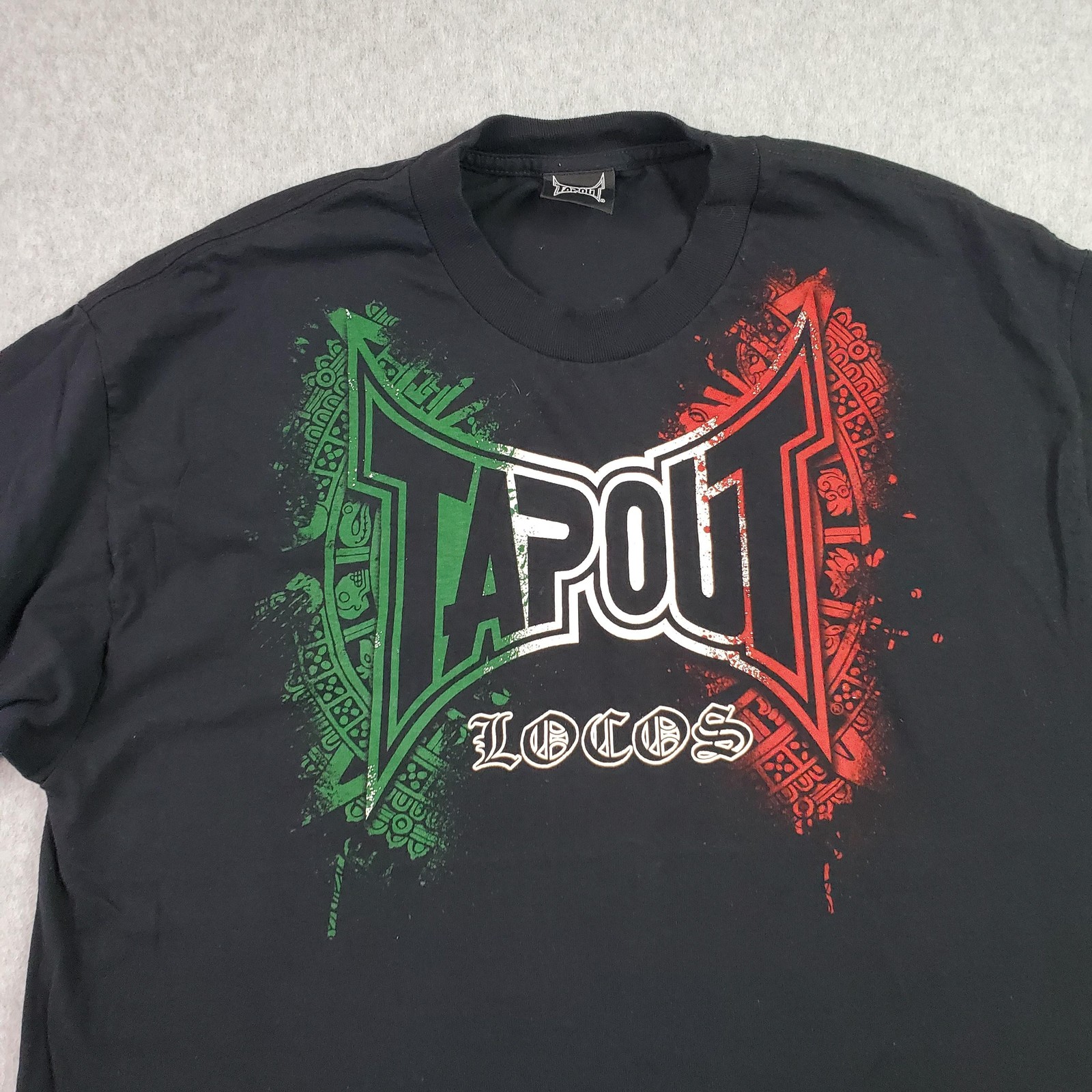 Tapout Shirt Mens XL Black Locos Mexican Flag Graphic MMA Short Sleeve Y2K