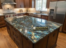 Blue Labradorite Countertop – Iridescent Natural Stone Kitchen Island Slab Decor