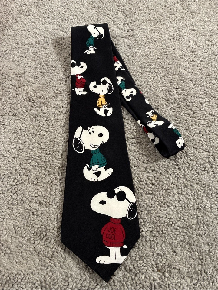 Corbata de seda Peanuts Joe Cool Snoopy negra multi para hombre Foto 3 de 4