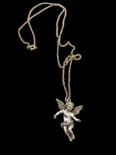 Guardian Angel Pendant And Chain Gold Tone 