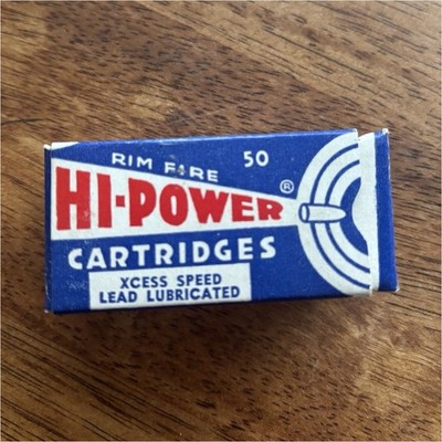 Hi-Power Vintage Rim Fire Cartridges Cardboard Ammo Box 50 Count(Box only)